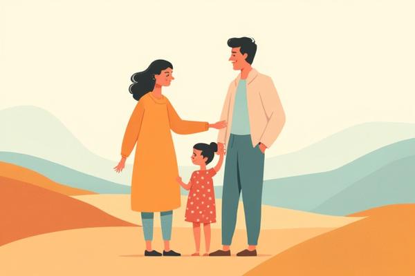 Modern digital portrait of a family