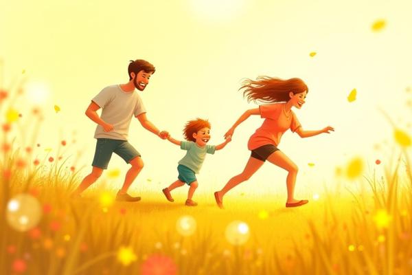 Custom illustration of a young family with two children